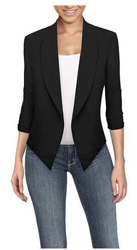 Cómodo Blazer Suéter Saco Casual Manga 3,4 Mujer [u]