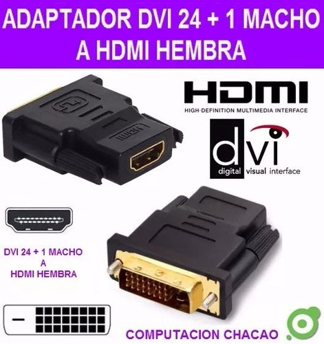 3 Adaptador Convertidor Dvi 24+1 Pines Macho A Hdmi Hembra