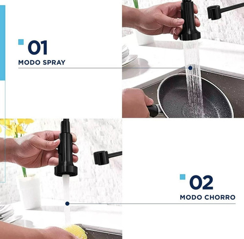 Grifo Llave Lavaplatos Monomando Cocina Extensible Flexible
