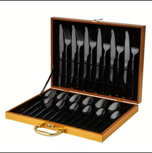 Juego De Cubiertos Vascella Silverware 24 Piezas 6 Personas Color Negro