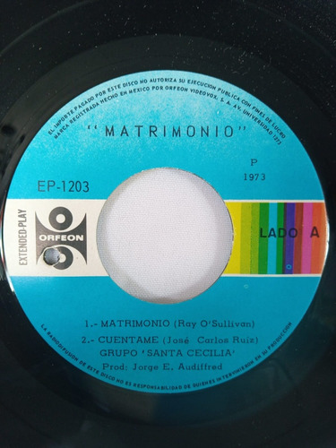 Ep Y Single - Grupo Sta Cecilia - Matrimonio Y Clara - 1973 (Usado)