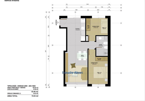 Imagen 8 de 12 de Apartamento Dos Dorm. Contrafrente