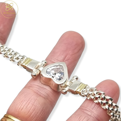 Imagen 2 de 5 de Pulsera Plata Y Oro Corazon Con Cubic