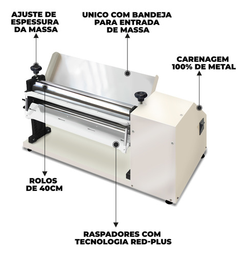 Cilindro Elétrico Bivolt 40cm Saro - Massa Pão Pizza
