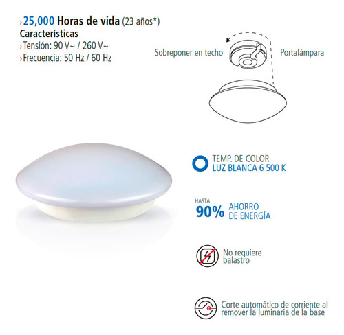 Luminaria Led Tipo Plafón 15 W Brillante Lampara