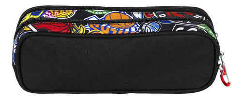Estojo 2 Comp Nba Begins - Logos Preto Unico