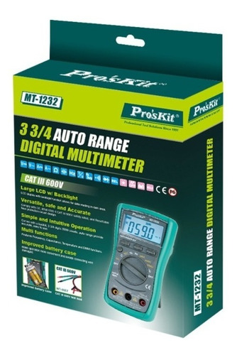 Multimetro Tester Proskit Mt-1232 Autorango Profesional Temp