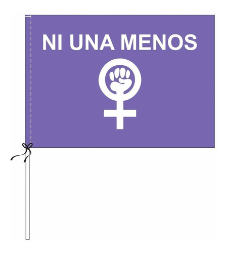 Bandera Ni Una Menos 70 X 100cm Con Caño Plástico De 1 Metro