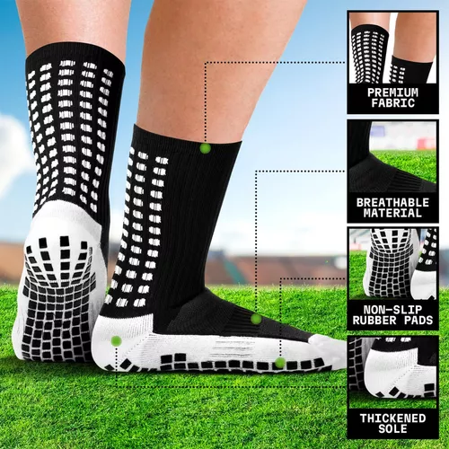 2 pares de calcetines deportivos antideslizantes para fútbol, baloncesto,  hockey/futbol yoga con agarres para adultos, tallas de zapatos 6-11.5 (2