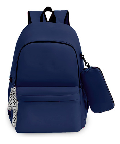 Mochila Alças Regulaveis Escolar Feminina Casual Confortavel Cor Azul-escuro