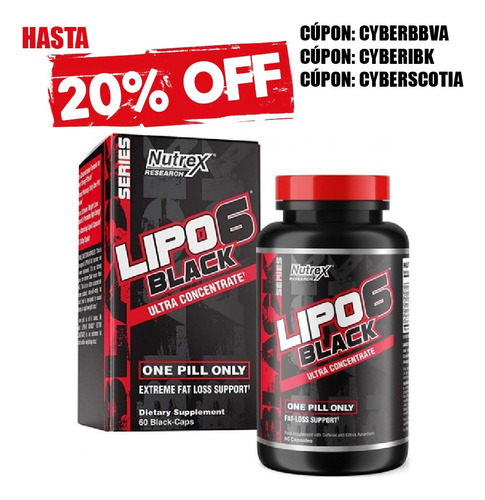 Termogenico Lipo 6 Black Ultra Concentrado 60 Caps Quemador