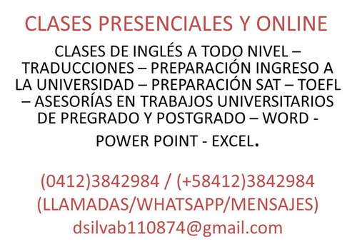 Matemáticas- Física- Química- Inglés- Clases Particulares