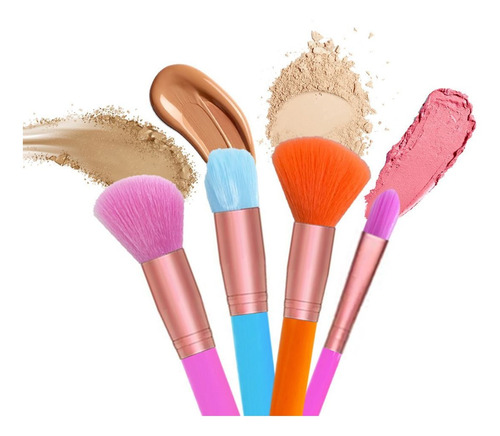 Imagen 2 de 7 de Set Brochas Maquillaje Fluo X 10 Unid Pinceles Set Ushas