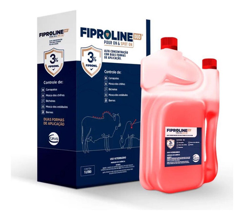 Fiproline Duo Pour On & Spoton Fipronil 3% 1 Litro Ceva