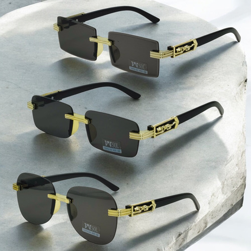 Set 3pc Lentes De Sol Estampado Leopaldo Neg Vvesol 1948248 Negro Negro Negro Negro