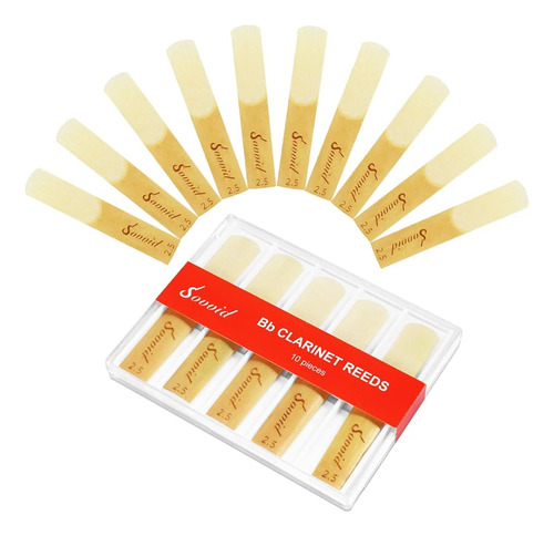 Sovvid 10 Pack Bb Clarinet Reeds Con Caja De Plástico, Fuerz