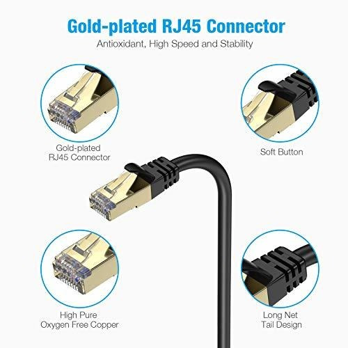 Cat8 Ethernet Cable 100ft Heavy Duty High Speed Lan For