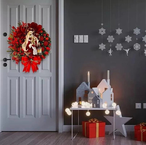 Corona De Navidad Adornos Puerta Colgante Árbol Accesorios