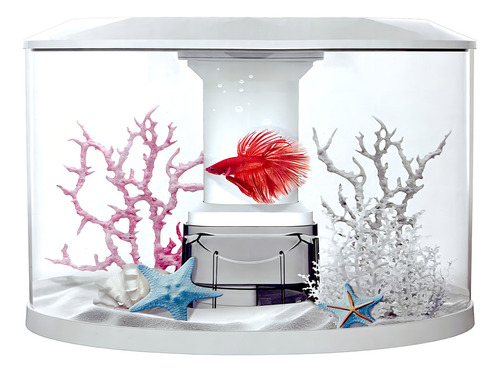 Pequeno aquário equipado com mesa de aquário com luz LED de 6 litros branca