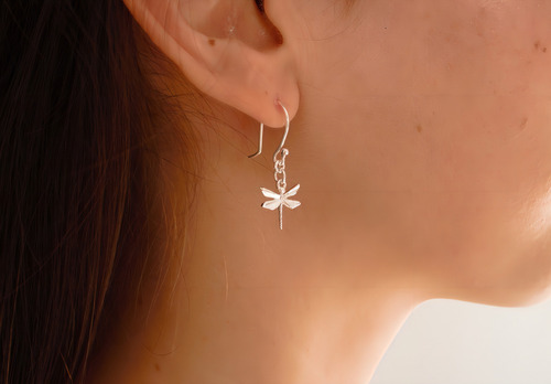 Aretes / Pendientes Libélula De Origami En Plata .925
