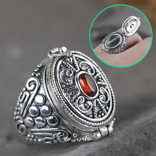 Anillo Gawu Box Con Compartimento Secreto Para Joyas Y Hierb