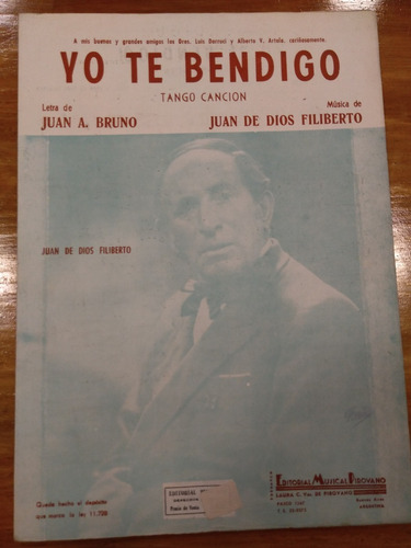 Yo Te Bendigo Bruno Filiberto Tango Partitura