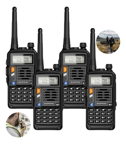 Kit 4 Rádios Baofeng Walkietalk Uvs9plus Rádiofm 2800mah 10w