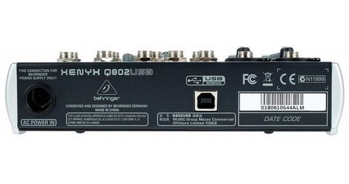 Imagen 4 de 5 de Mezclador Mixer Behringer Xenyx Q802usb C/ Interfaz + Compre