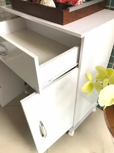 Balcão Base Microondas Fruteira Cozinha C/ Gavetas E Tampo