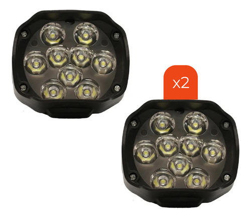 Kit X2 Faro Auxiliar Luz Blanca Abs Off Road 12v 9 Led 27w