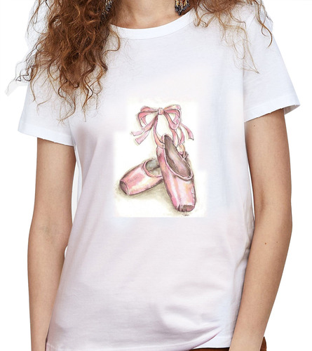 Camiseta Dama Estampada zapatos Rosados Ilustracion