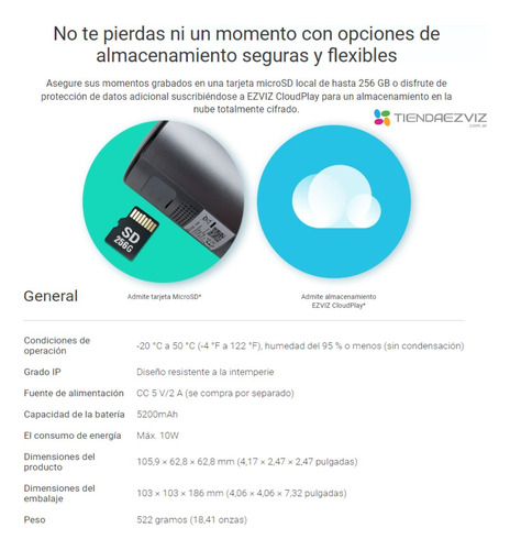 Cámara De Seguridad A Batería Ezviz Eb3 2k 3mp + Panel Solar