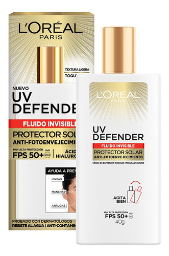 Protector Solar Fps50+ L'oréal Paris Uv Defender Fluido 40ml