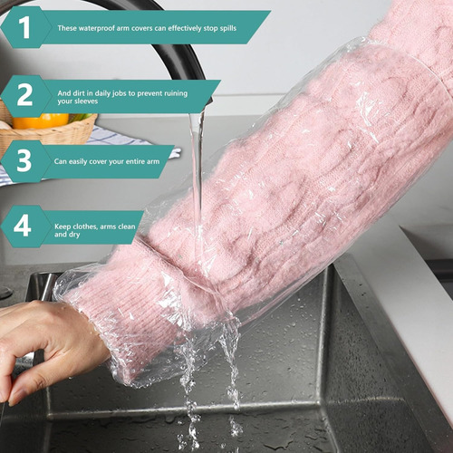 100 Desechables Cubre Manga Protector Ajustable De Plástico Blanco