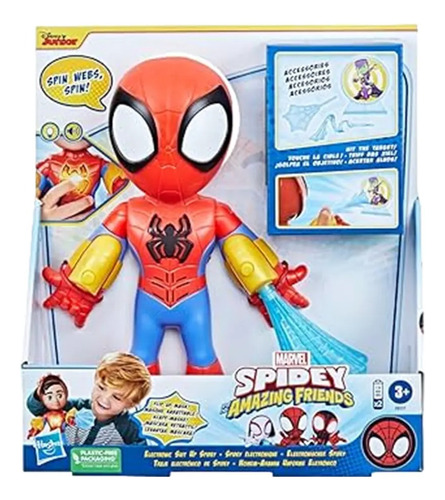 Traje electrónico de Spidey (25 cm), preescolar, +3 años