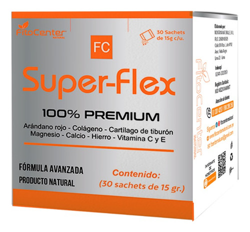 Super Flex Colageno Fitocenter Cartilago - Mg - Calcio 450g