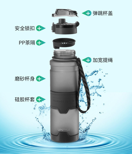 Botella De Agua Deportiva De 1 Litro Con Filtro