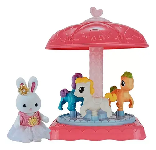 Playset Bay Dreamy Familia Conejos Carrousel De Caballos Ub