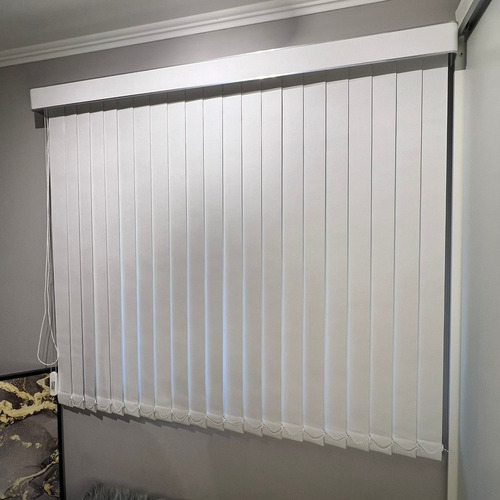 Persiana Vertical Arte Bella - Tecido Premium - 180x160 Cm Cor Branco - C - Central