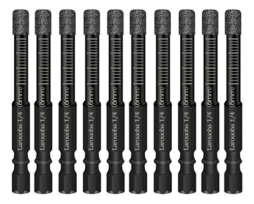 Larouoba 10pcs 6mm Secado Diamante De Perforo Conjunto, 1/4