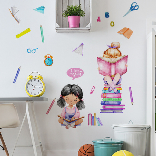 Pegatinas De Pared Para Niñas, Libros, Lectura Del Amor, Flo
