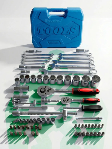 Kit Jogo De Chave Catraca 1/4 E 1/2 Pol 82 Canhão Cachimbo Com Soquetes Maleta S Siqueira