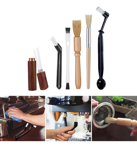 Juego De 6 Cepillos De Espresso, Cepillo De Nailon Para
