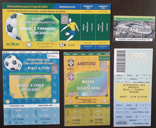 Lote 5 Ingresso Futebol Brasil Eliminatórias Copa Do Mundo