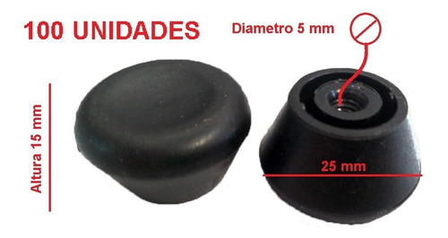 Imagem 2 de 4 de Puxador Moveis Preto Fosco 25mm Tipo Botão Fusca 100 Peças