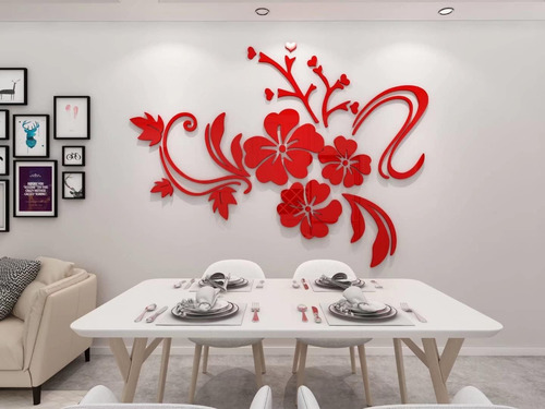 Calcomanías De Pared 3d Flor Espejo - Pegatinas De Pared Par