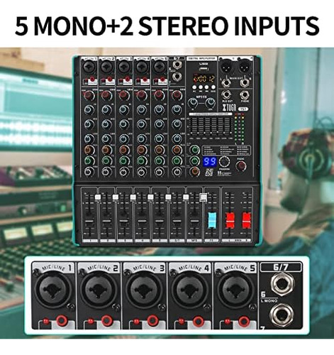 Xtuga Ts7 Mezclador De Audio Profesional De 7 Canales Con 99