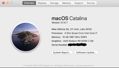Imac 27'' Retina Late 2015 16gb Ram I7 Amd Radeon R9 1 Tb Hd Plateado (Usado)