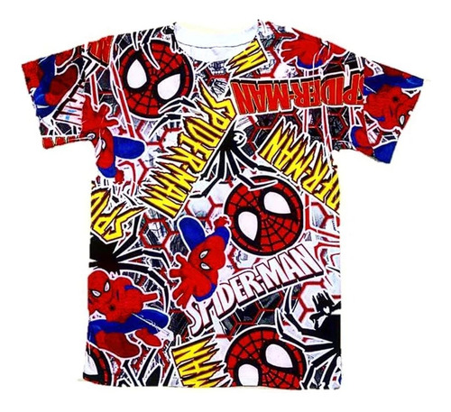 Camiseta Niño Estilo Caricatura De Spiderman El Hombre Araña