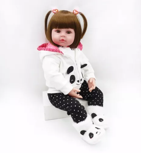 Boneca Bebê Reborn Menina Original Membros De Silicone 48 Cm